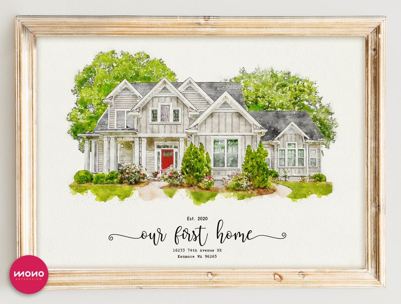 Custom Watercolor House Portrait,Watercolor House Painting,Personalized Housewarming Gift,First Home Gift,Realtor Closing Gift,Home Portrait 