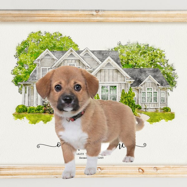 Add Pet to House Portrait - This Listing is only for who ordered house portrait / house painting