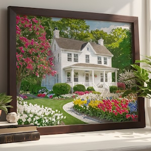 Framed watercolor house portrait from photo