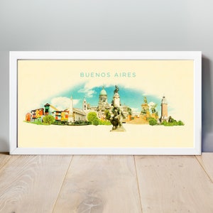 Aquarell von Buenos Aires Stadt Illustration, Buenos Aires Kunstwerk, Buenos Aires Skyline, Buenos Aires Poster, Buenos Aires Druck, Stadt Kunst