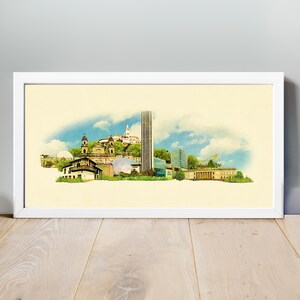 Aquarell Bogota Stadt Illustration, Bogota Kunstwerk, Bogota Skyline, Panorama Bogota Poster, Bogota Druck, Bogota Karte, Stadt Kunst, Wand Kunst