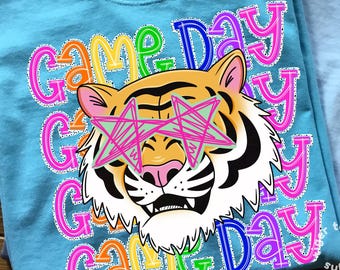 Game Day Tigers Mascot Comfort Colors T Shirt, Youth and Adult Colorful Distressed Tiger Tee, Retro School Spirit Shirt, Teacher Gift