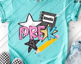 Custom Name Comfort Colors School Shirt, Personalized Children's Back to School Tee, First Day of School Youth Top, Toddler Girl Outfit