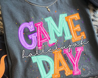 Game Day Hallelujah Comfort Colors T Shirt, Colorful Fun Graphic Tee, Retro School Spirit Shirt, Teacher Gift, Football Mom, Teenager Gift