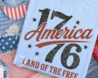 1776 America Land of the Free Patriotic Comfort Colors Tee, Retro Fourth of July Shirt, USA Pride Vintage Graphic T-shirt, July 4th Top