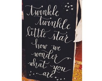 As Seen on Pinterest: Printable Gender Reveal Calligraphy Sign | Digital Download | Twinkle Twinkle Little Star