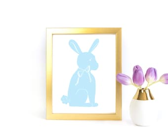 Printable Art: Bunny Silhouette Sky Blue | Nursery & Children's Prints