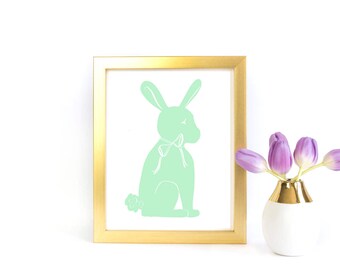 Printable Art: Bunny Silhouette Mint Green | Nursery & Children's Prints