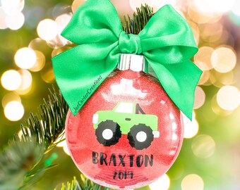 Monster Truck Ornament, Green Monster Truck Ornament, Race Car Ornament