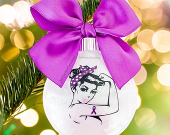 Purple Ribbon Awareness, Lupus Awareness Ornament, Fibromyalgia Awareness Ornament, Stomach Cancer Awareness, Cancer Awareness Ornament
