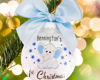 Baby's First Christmas Ornament, Baby Elephant Ornament, Ornaments for Babies, First Christmas Ornaments