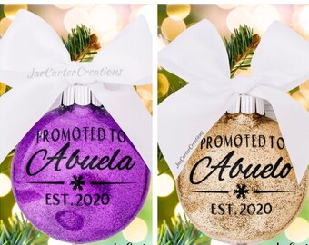 Pregnancy Announcement Ornament, Baby Announcement Ornament, Promoted to Abuela, Promoted to Abuelo, Abuelos Ornaments