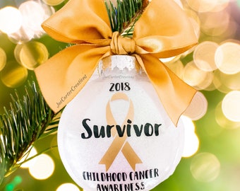 Childhood Cancer Awareness Ornament, Gold Ribbon Awareness Ornament