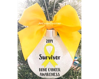 Yellow Ribbon Awareness Ornament, Bone Cancer Awareness Ornament, Liver Disease Awareness Ornament, Endometriosis Awareness Ornament