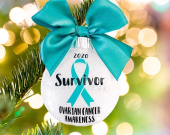 Teal Ribbon Awareness Ornament, Ovarian Cancer Awareness, Cervical Cancer Awareness Ornament , Sexual Assualt Awareness, Substance Abuse