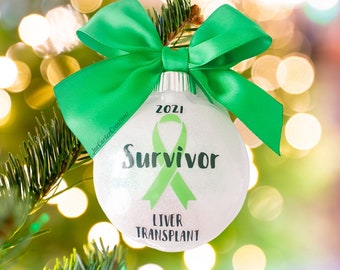 Green Ribbon Awareness Ornament, Liver Cancer Awareness Ornament, Kidney Cancer Awareness Ornament