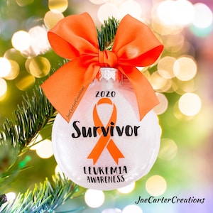 Orange Ribbon Awareness Ornament Leukemia Awareness Ornament , Kidney Cancer Awareness Ornament, Multiple Sclerosis Ornament Rsd, Adhd, Crps