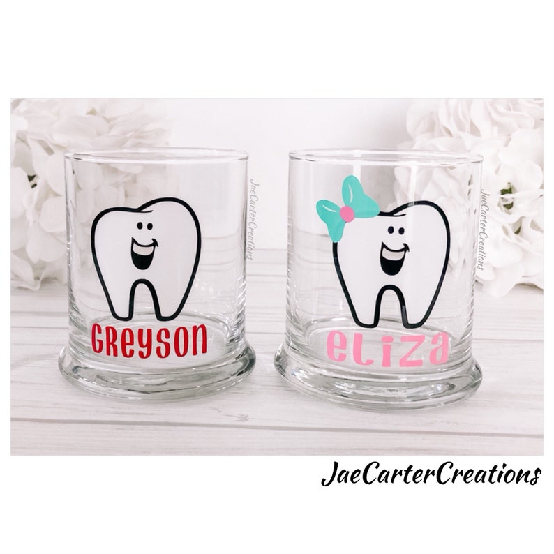 Personalized Glass Toothbrush Holder for kids, Pencil Holder image 1