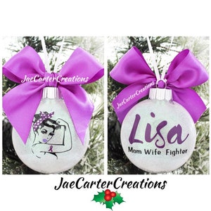 Purple Ribbon Awareness, Lupus Awareness Ornament, Fibromyalgia Awareness Ornament, Stomach Cancer Awareness, Cancer Awareness Ornament image 3