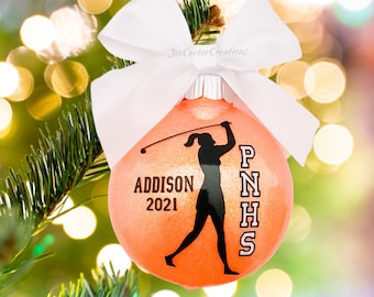 Golf Ornament, female golfer ornament, golf team ornament, sports ornament, sports team ornament