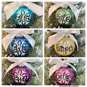 Personalized Snowflake Ornament, monogrammed ornament, custom snowflake ornaments, custom glitter ornaments Bild 3