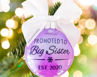 Big Sister Ornament, Pregnancy Announcement Ornament, Promoted to Big Sister