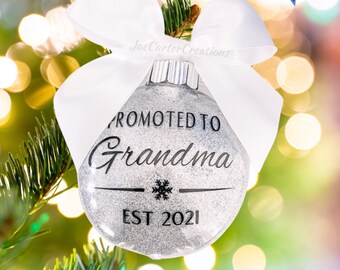 Grandma Ornament, Pregnancy Announcement Ornament, Promoted to Grandma