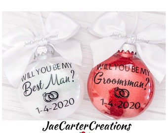 Groomsmen Ornaments, Best Man Ornaments, Wedding Par Ornaments, Wedding Party Proposal, Wedding Party Gift