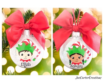 Elf Ornament Personalized, kid's elf ornament, elf ornament, black elf ornament, Personalized Elf Christmas Ornament, plush Elf