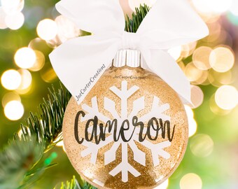 Personalized Snowflake Ornament, monogrammed ornament, custom snowflake ornaments, custom glitter ornaments