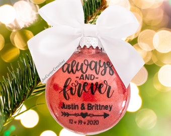 Wedding Ornament; Always and Forever ornament; Mr and Mrs Ornament; Bride and Groom Ornament; Personalized Ornament