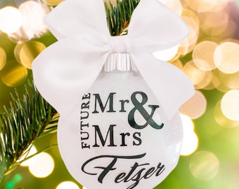 Future Mr & Mrs, Mr and Mr, or Mrs and Mrs Christmas Ornament, wedding ornament, engagement ornament.