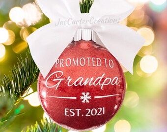 Grandpa Ornament, Pregnancy Announcement Ornament, Promoted to Grandpa