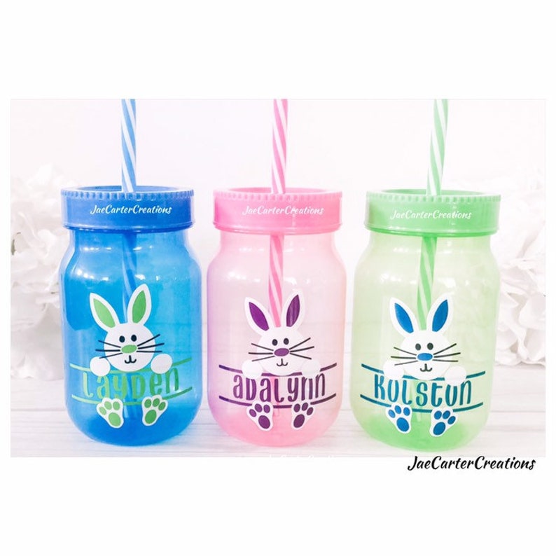 Easter Tumbler, Mason Jar Bunny Tumbler image 4