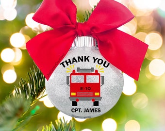 Firefighter Appreciation Ornament, Fireman Truck Ornament, Firefighter Truck Ornament