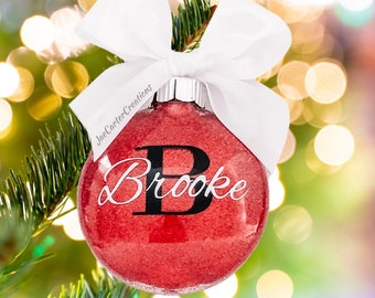 Monogrammed Ornaments, Personalized Ornament, Glitter Personalized Ornament,