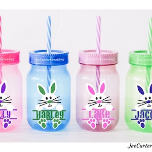 Easter Tumbler, Mason Jar Bunny Tumbler image 1