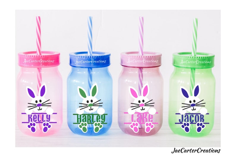 Easter Tumbler, Mason Jar Bunny Tumbler image 1