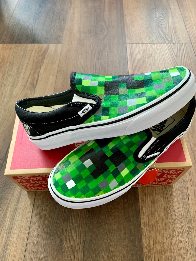 Minecraft Creeper and Enderman Custom Painted Shoes Etsy