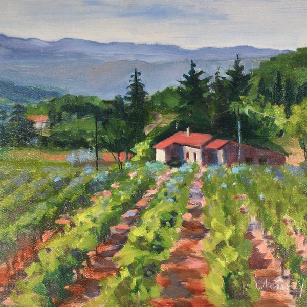 French Landscape, Provence Painting,  Original Painting,  Oil Landscape Painting, French Village, Southern France, Oil on Canvas Sue Whitney