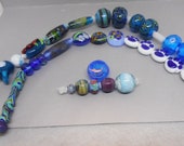 Bulk blue lampwork beads 1, 34 count orphan and seconds beads