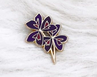 Pin's feuille d'oxalis - pin's émaillé trèfle - broche plante - pin's métal émail et or - doré - accessoire et cadeau femme