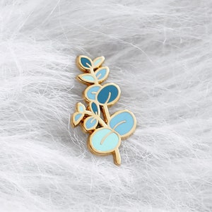 pins eucalyptus - branch - enamel lapel pin - leaf Badge - pins - enamel pins gold metal - accessory and gift woman -