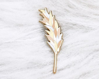 Pin's herbe de la pampa - pin's émaillé pampa - fleur sechée - pin's métal émail et or - doré - accessoire et cadeau femme