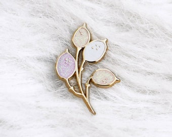 pins lunaria - lunar plant enamel lapel pin - badge - enamel pins gold metal - accessory and gift woman