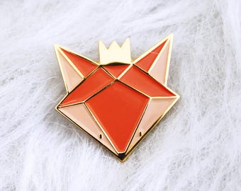 pins fox - fox enamel lapel pin - fox Badge - pins - enamel pins gold metal - accessory and gift woman - Kid mode