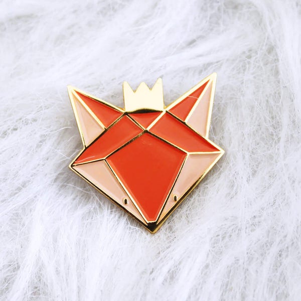 pins fox - fox enamel lapel pin - fox Badge - pins - enamel pins gold metal - accessory and gift woman - Kid mode