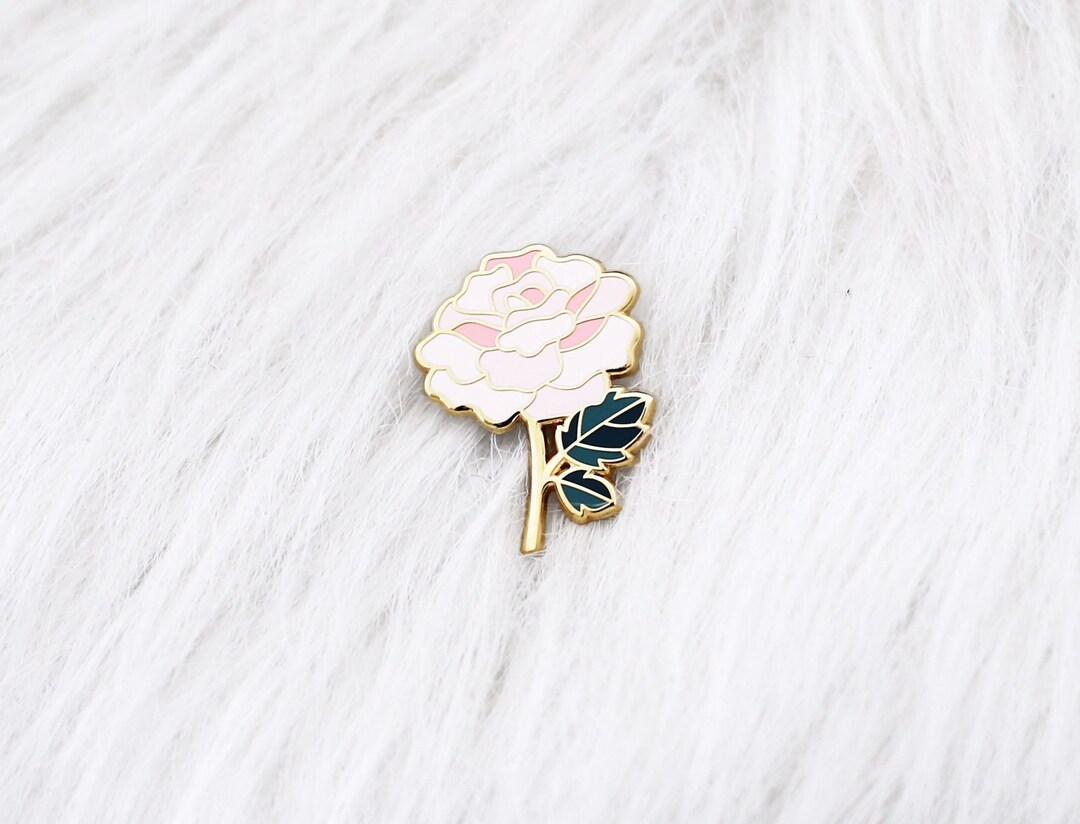 thumbnail image 2 of Pink Magnolia Flower Enamel Lapel Pin - 1.125 Inch Gold Plated Metal Brooch With Hard Enamel 2 of 11