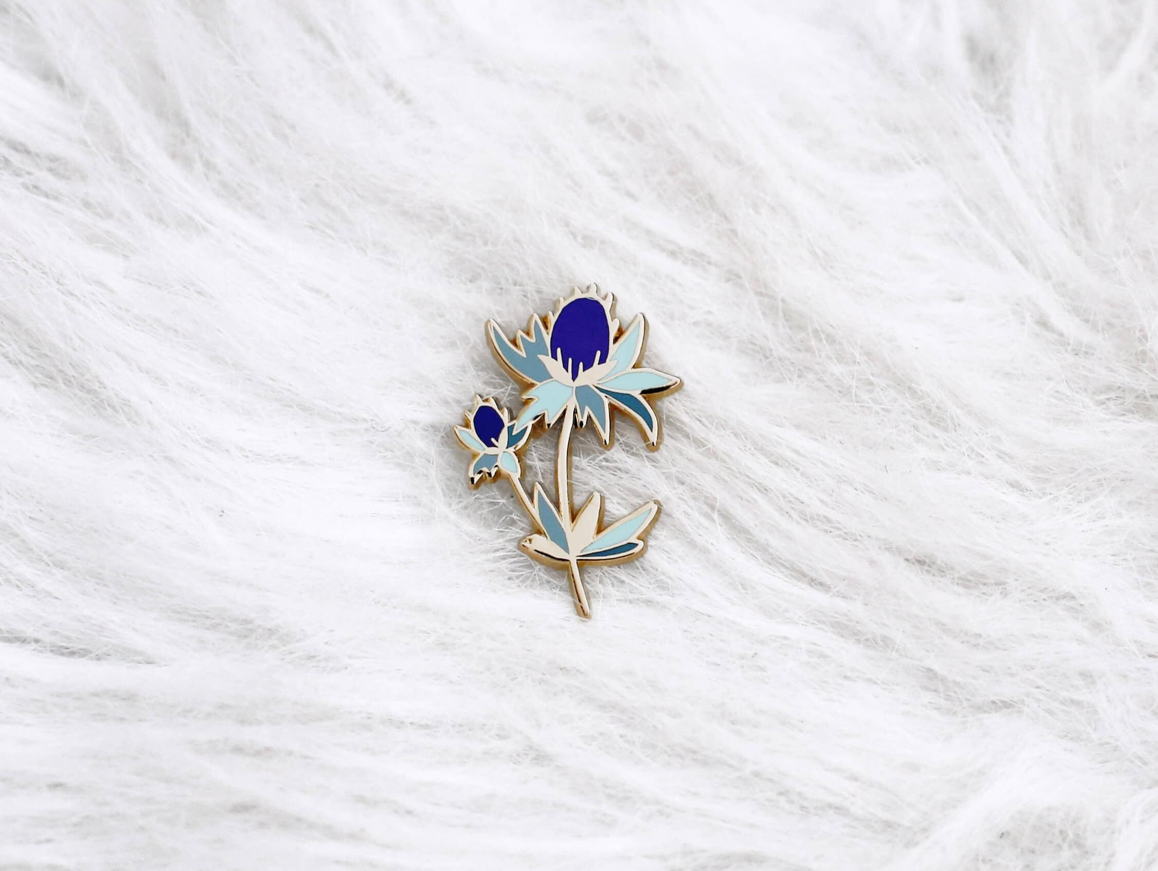 Pins Blue Thistle Plant Enamel Lapel Pin Badge Enamel Etsy