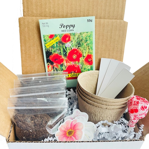 Poppy Grow Kit | Grow Your Own Poppies | Poppy Gift | Gift Box | Birthday Gift | Housewarming Gift | Hostess Gift